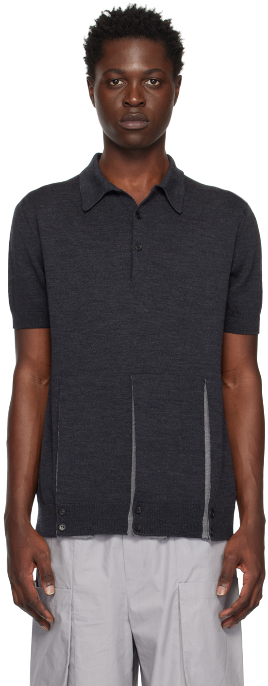 T/sehne Ssense Exclusive Gray Polo In Anthracite