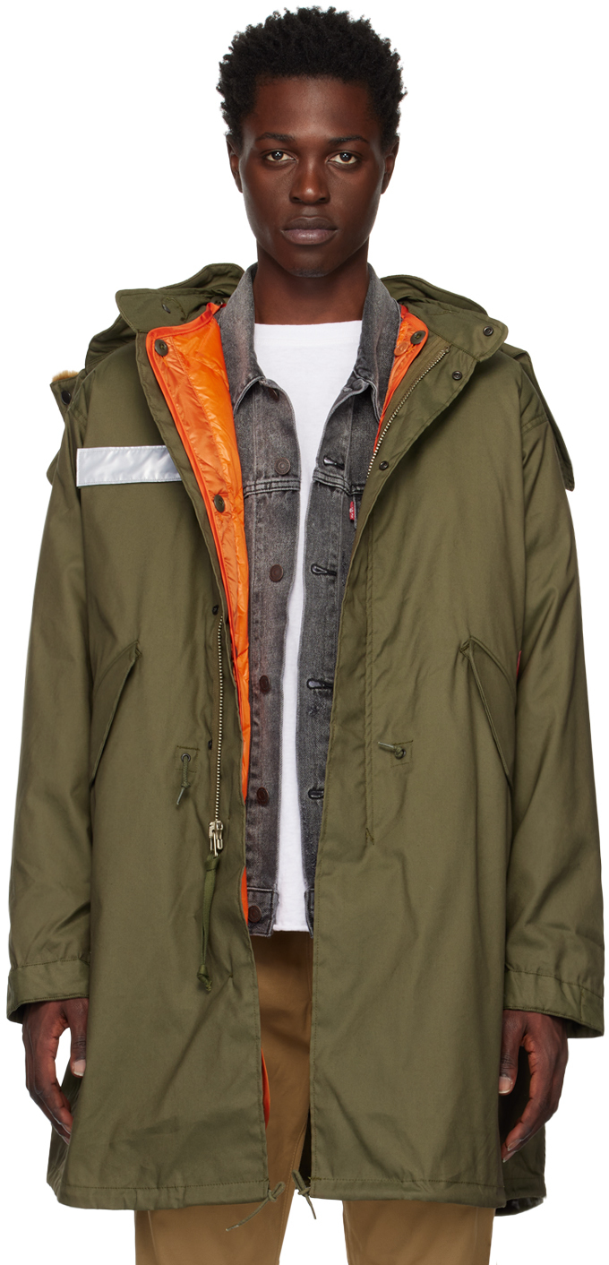 Khaki Reflective Trim Down Coat