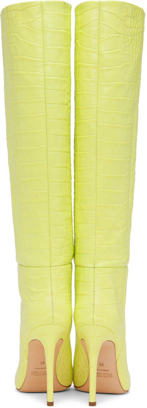 PARIS TEXAS GREEN CROC-EFFECT TALL BOOTS