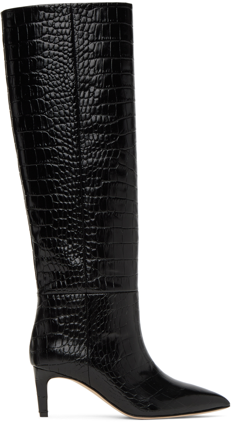 Paris Texas Black Stiletto Boots In Carbone