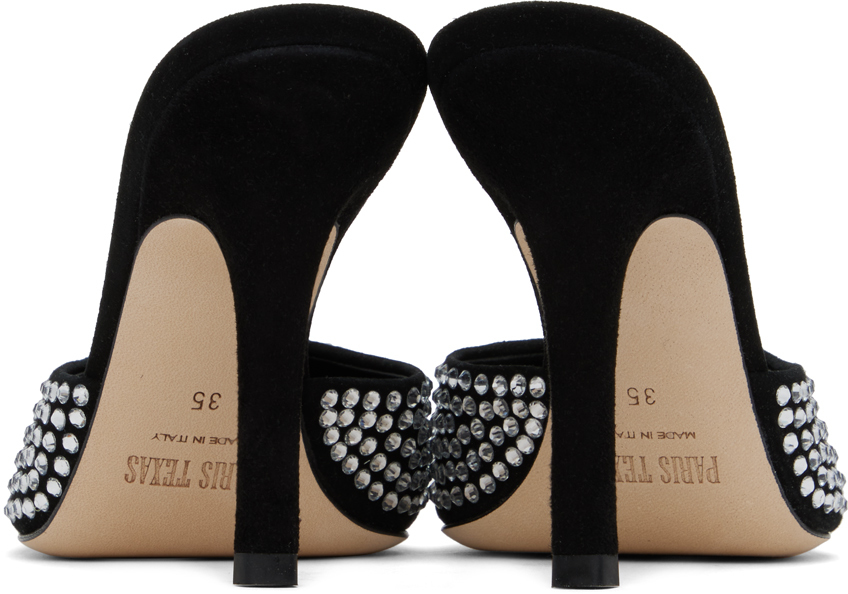 Paris Texas 100mm Hollywood Embellished Leather Mules In Black Diamond