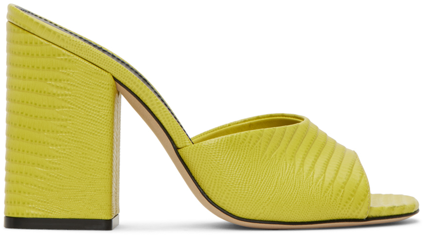 Paris Texas Yellow Anja Mules In Acid