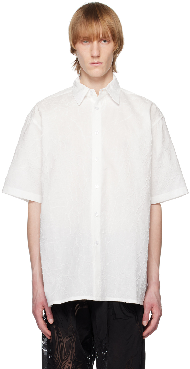 White Crumpled Effect Shirt