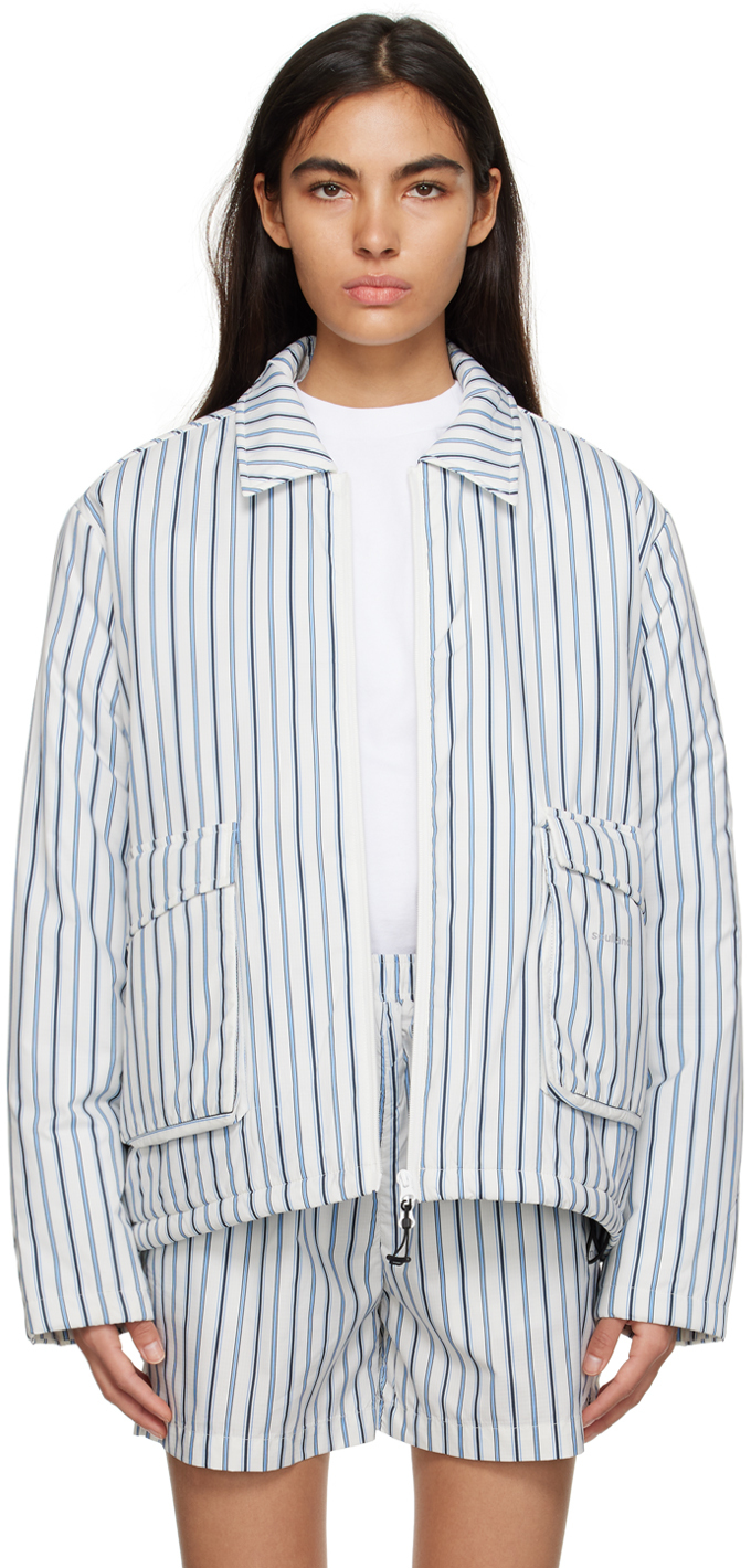 Soulland Jamie Stripe-pattern Shirt Jacket In White