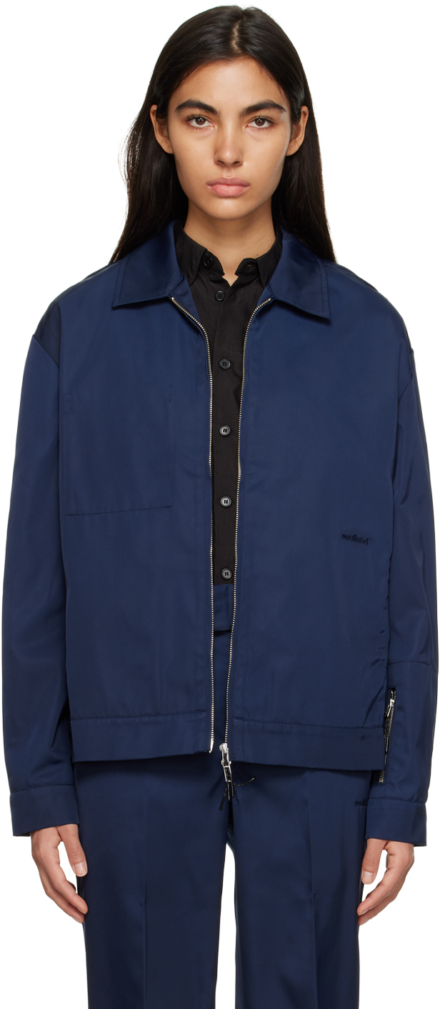 Soulland Windom Embroidered-logo Jacket In Blue