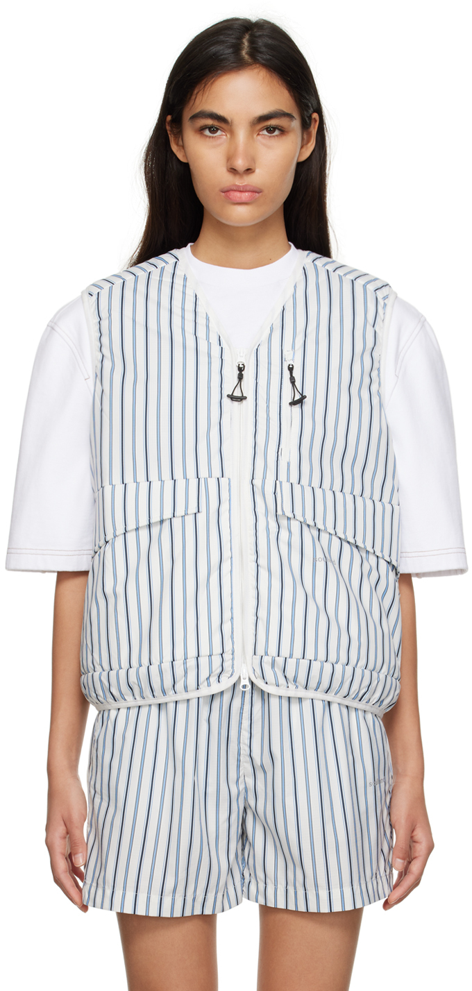 Soulland Clay Stripe-pattern Vest In White