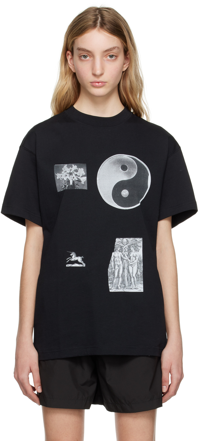Soulland Patch-print Cotton T-shirt In Black