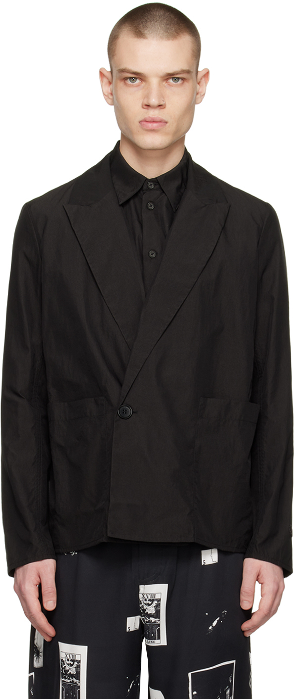 Soulland Shea Off-centre Button-up Blazer In Black