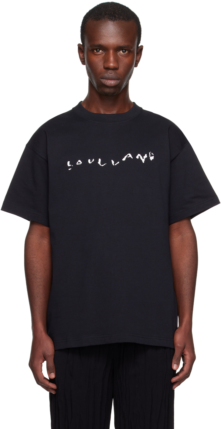 Soulland Paint Logo Organic-cotton T-shirt In Black