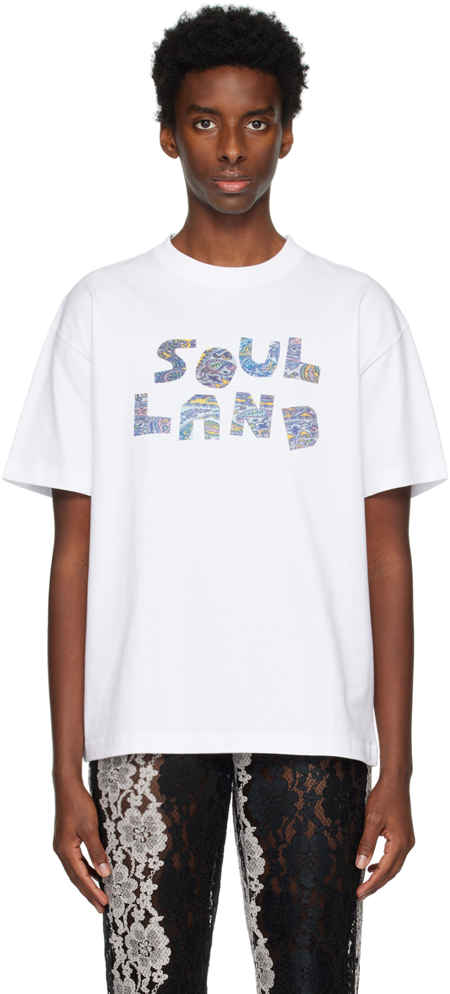 Soulland Paisley-print Logo-print T-shirt In White