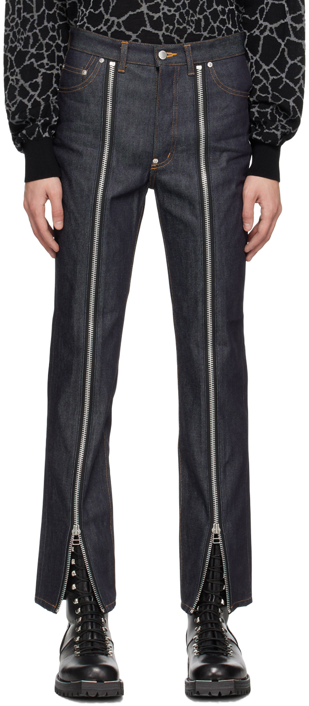 Johnlawrencesullivan: Indigo Zip Jeans | SSENSE Canada