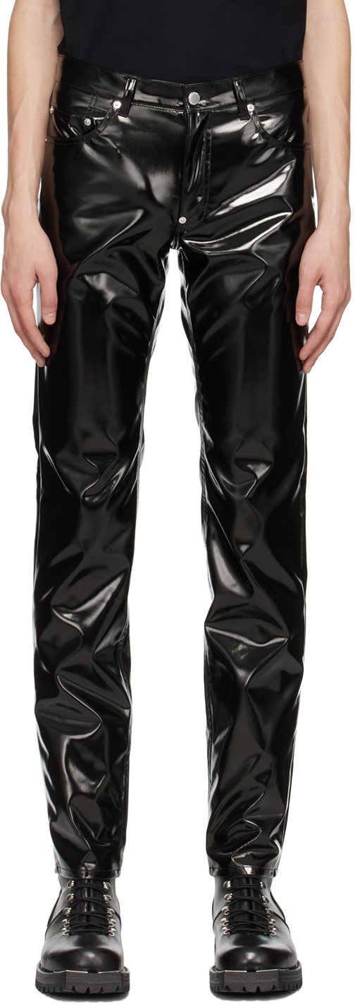 Johnlawrencesullivan Black Patent Faux-leather Trousers