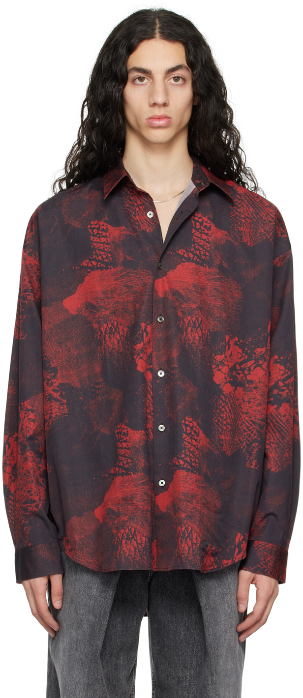 Johnlawrencesullivan: Red & Black Printed Shirt | SSENSE