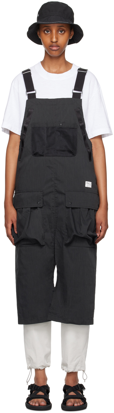 NANGA: Black Takibi Field Apron Overalls | SSENSE Canada