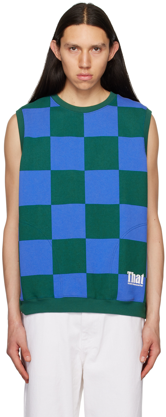 THISISNEVERTHAT BLUE & GREEN SLEEVELESS SWEATSHIRT