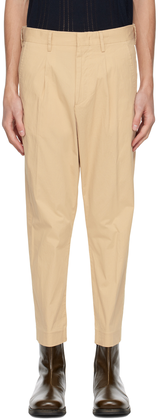 Nn07 Bill Straight-leg Cropped Pleated Stretch-cotton Trousers In Light Khaki
