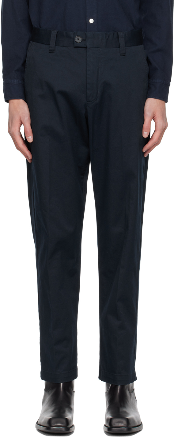 Nn07 Clement 1699 Straight-leg Stretch Organic Cotton Twill Trousers In Navy Blue
