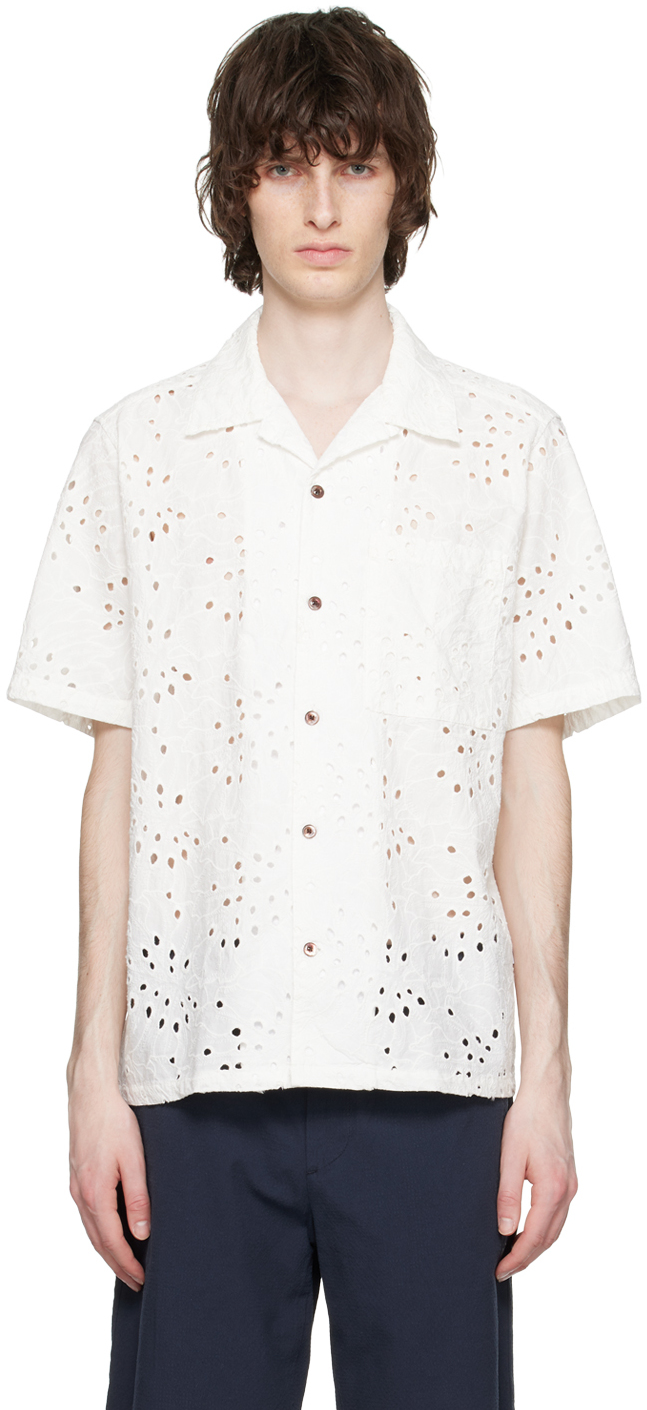 Nn07 Julio Cotton Embroidered Eyelet Shirt In Off White