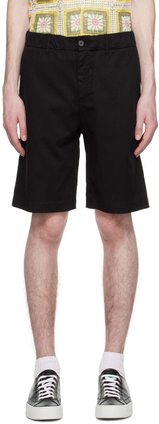 Nn07 Crown Slim-fit Cotton-blend Shorts In Black