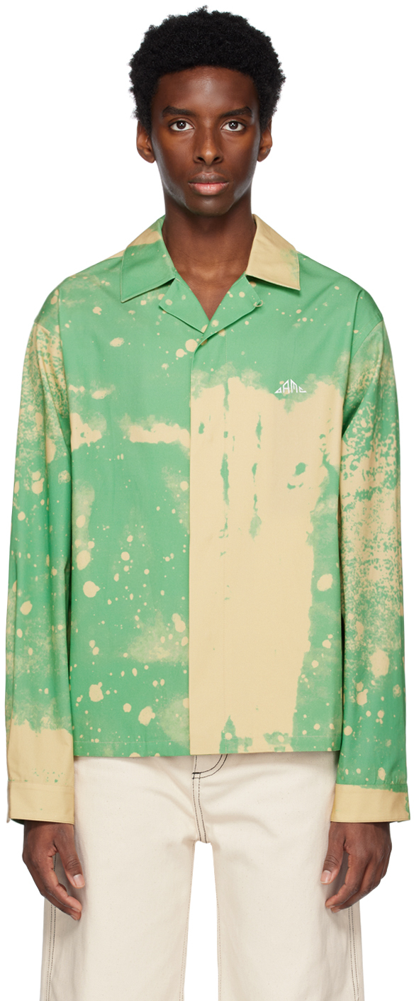 Oamc Paint-print Shirt Jacket In 324 Green