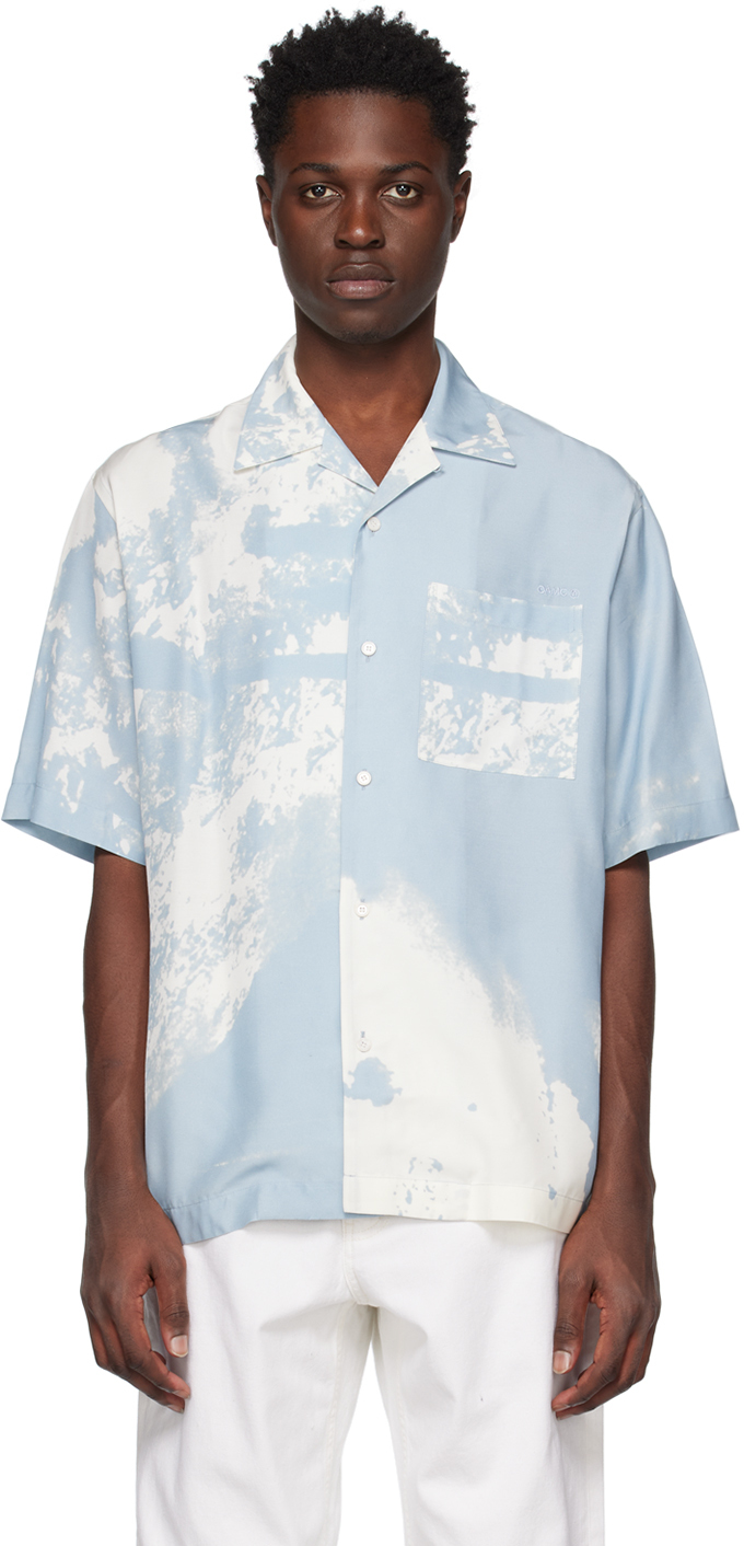 Oamc White And Light Blue Viscose Shirt In Fantasia | ModeSens