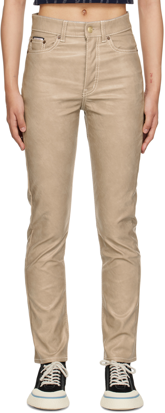 Eytys Taupe Solstice Faux-Leather Jeans