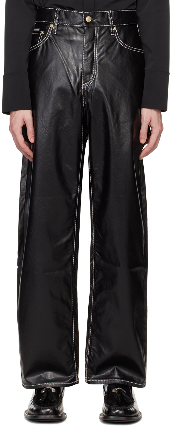 Eytys Black Benz Faux-leather Trousers In Vegan Leather Black