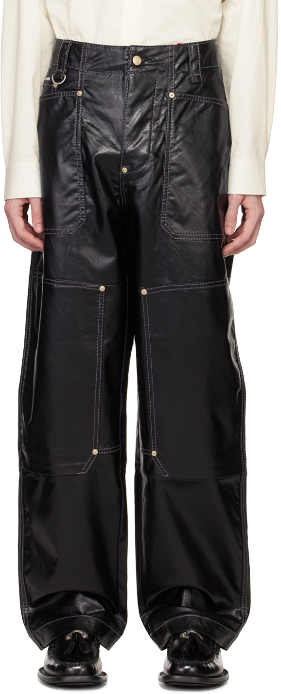 EYTYS: Black Mercury Faux-Leather Trousers | SSENSE Canada