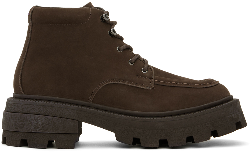 Brown Tribeca Boots In Nubuck Chocolate