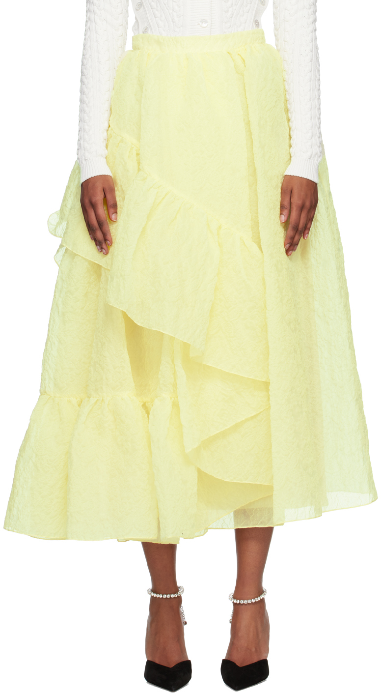 Erdem Yellow Marganita Maxi Skirt In Lemon