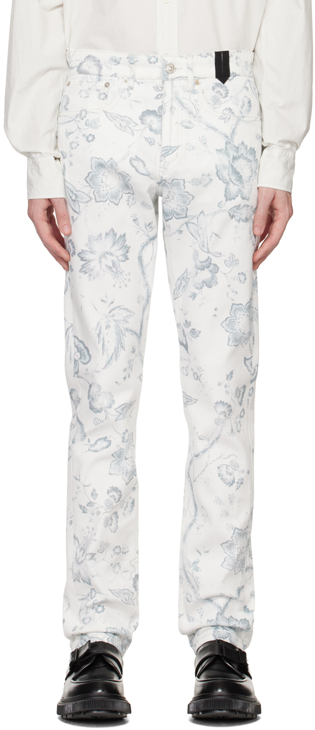Erdem Oliver Floral-print Straight-leg Jeans In White Multi