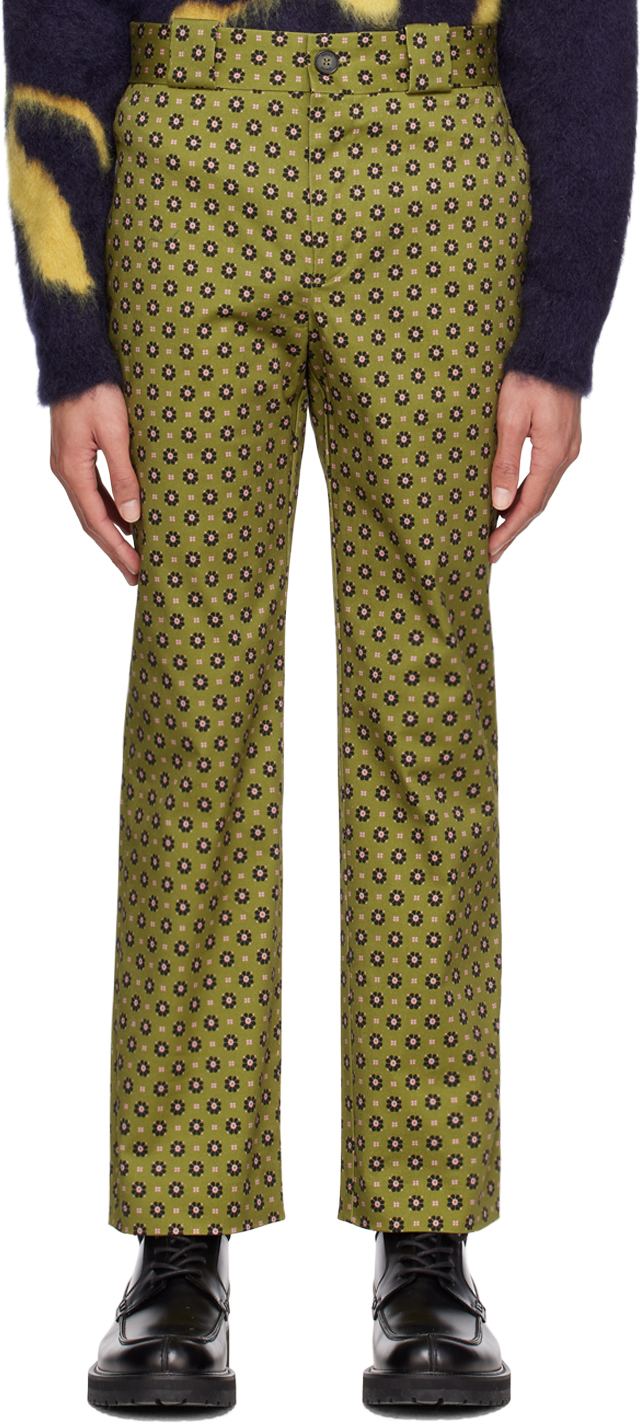 Erdem Green Benedict Trousers In Green Multi