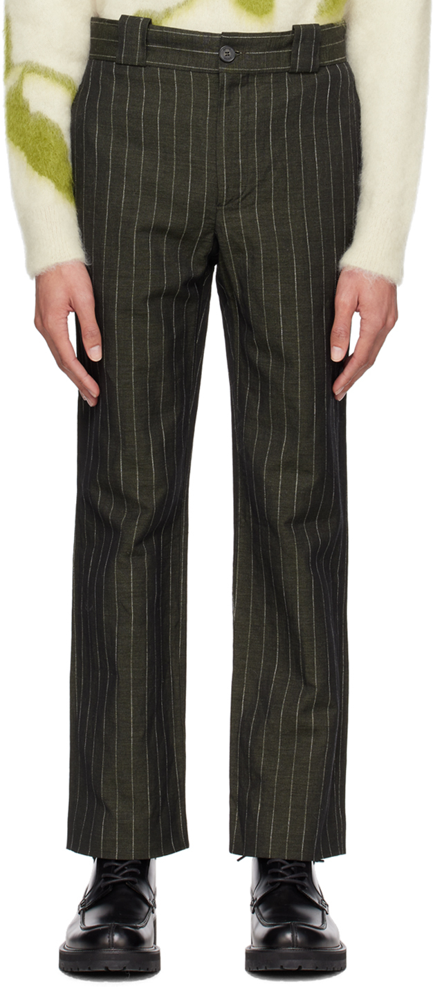 Erdem Benedict Linen-blend Straight-leg Trousers In Green