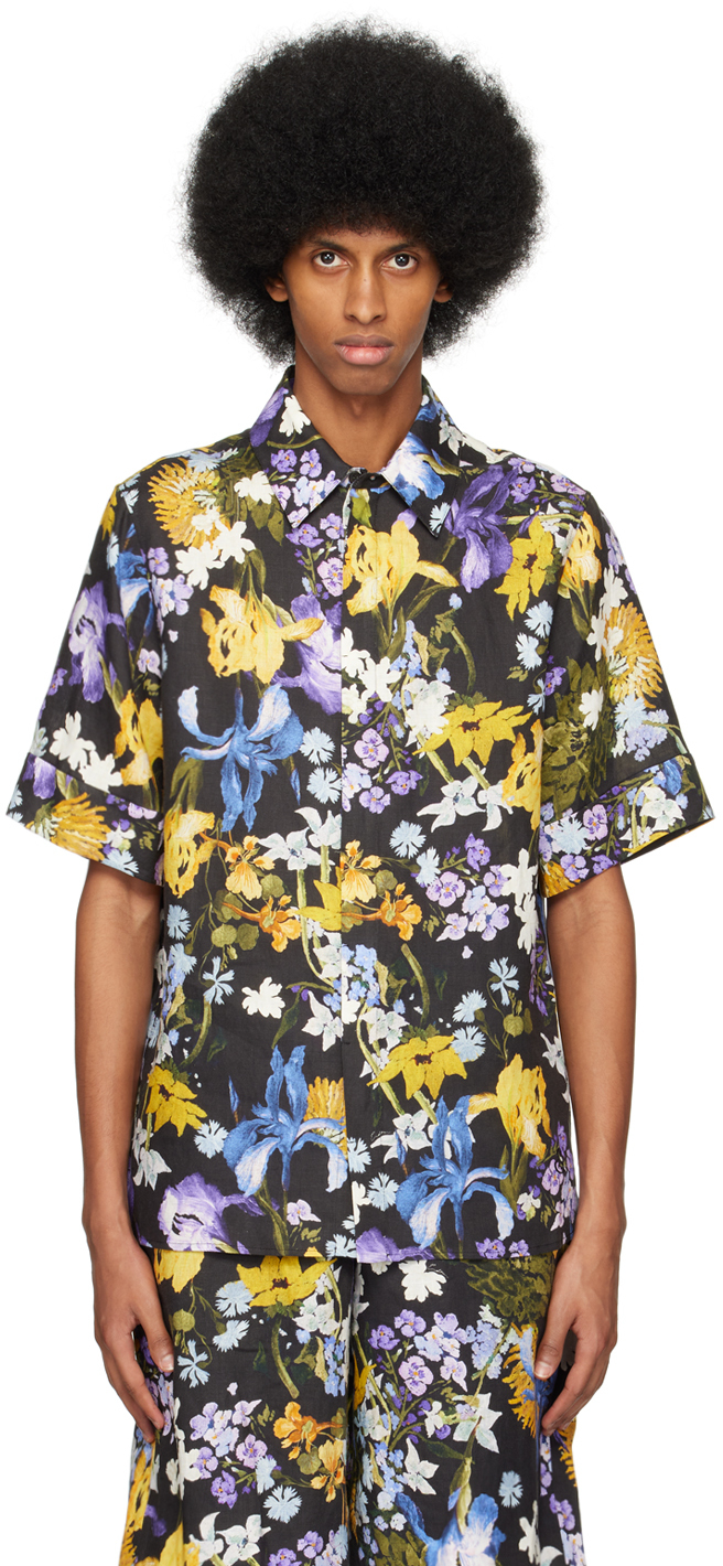 Erdem Felipe Floral-print Linen Shirt In Multi