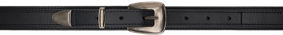 Shop Lemaire Black Minimal Western Belt In Bk999 Black