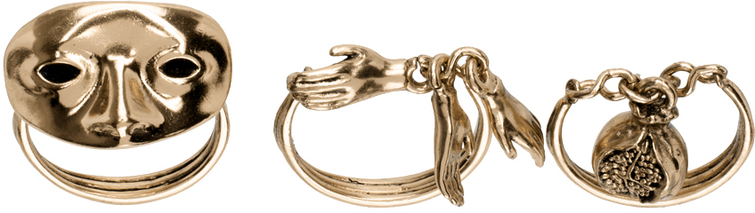 Lemaire Gold Estampe Ring Set In Ye575 Old Gold