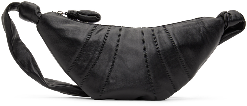 Lemaire Small Croissant Leather Shoulder Bag In Bk999 Black