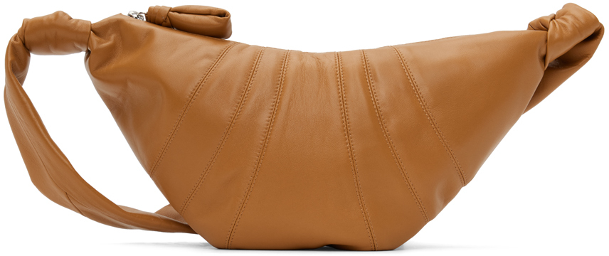 Lemaire Croissant Small Leather Shoulder Bag In Brown