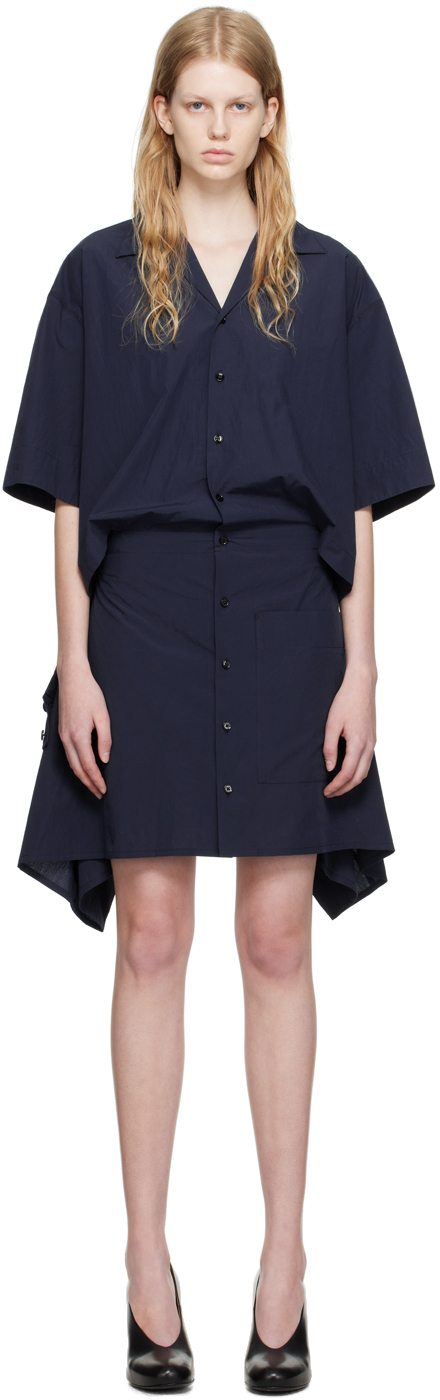 Lemaire Amovible Shirt Dress In Blue