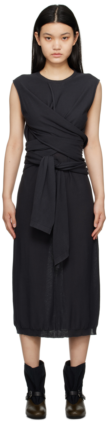 Lemaire Knotted Sleeveless Dress In Black
