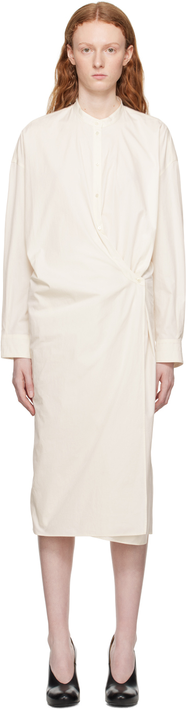 Lemaire White Twisted Midi Dress In Wh001 Chalk