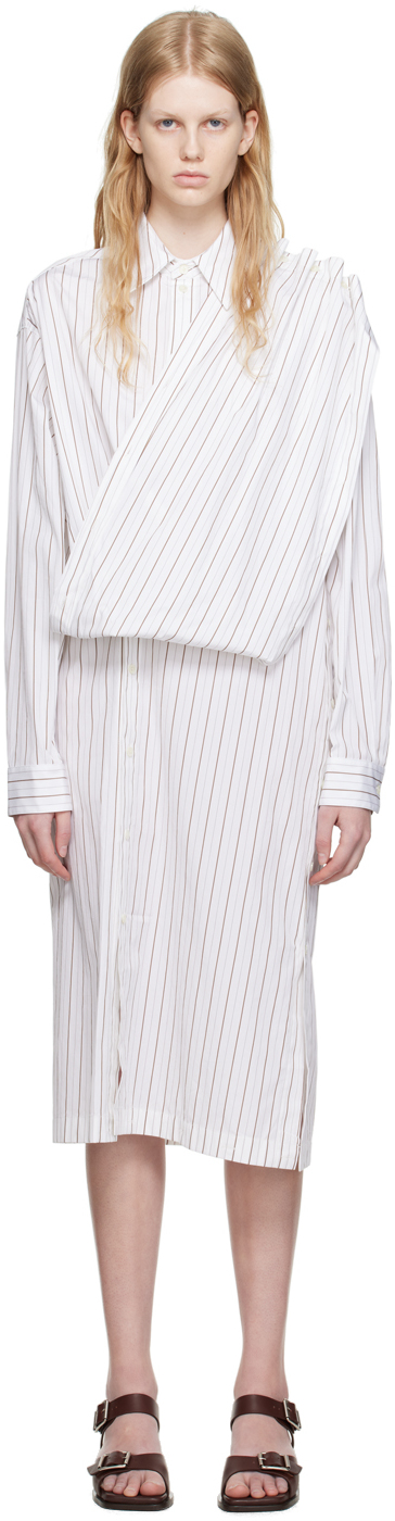 White Playful Buttoned Shirt Midi Dress by LEMAIRE on Sale