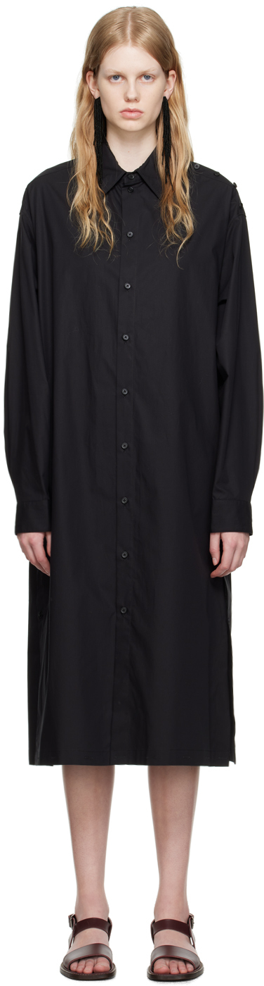 Lemaire Cotton Shirt Dress In Black