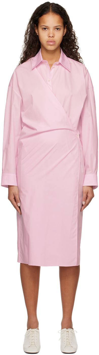 LEMAIRE PINK TWISTED MIDI DRESS