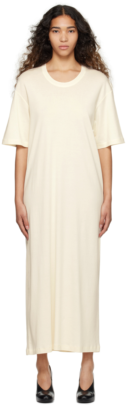 Lemaire Off-white T-shirt Midi Dress In Wh048 Cream