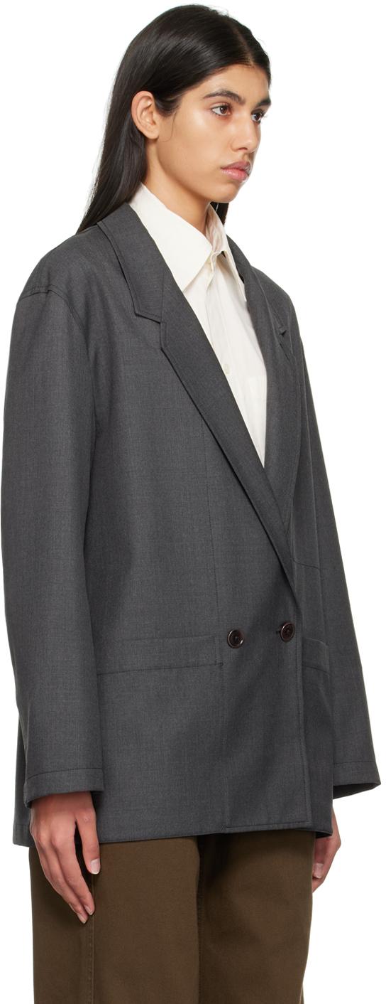 Lemaire notch-lapels cotton jacket - Grey