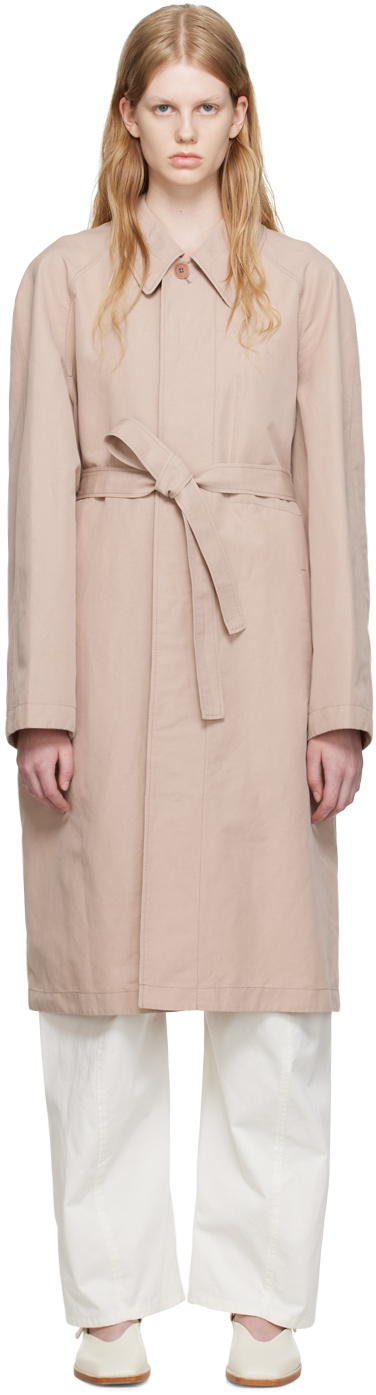 Lemaire Belted Trench Coat In Beige
