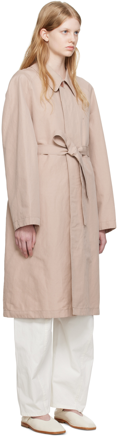 Lemaire Belted Trench Coat In Bg238 Rose Beige