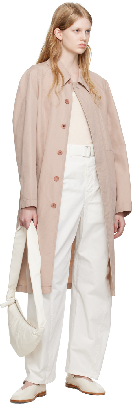 Lemaire Belted Trench Coat In Bg238 Rose Beige