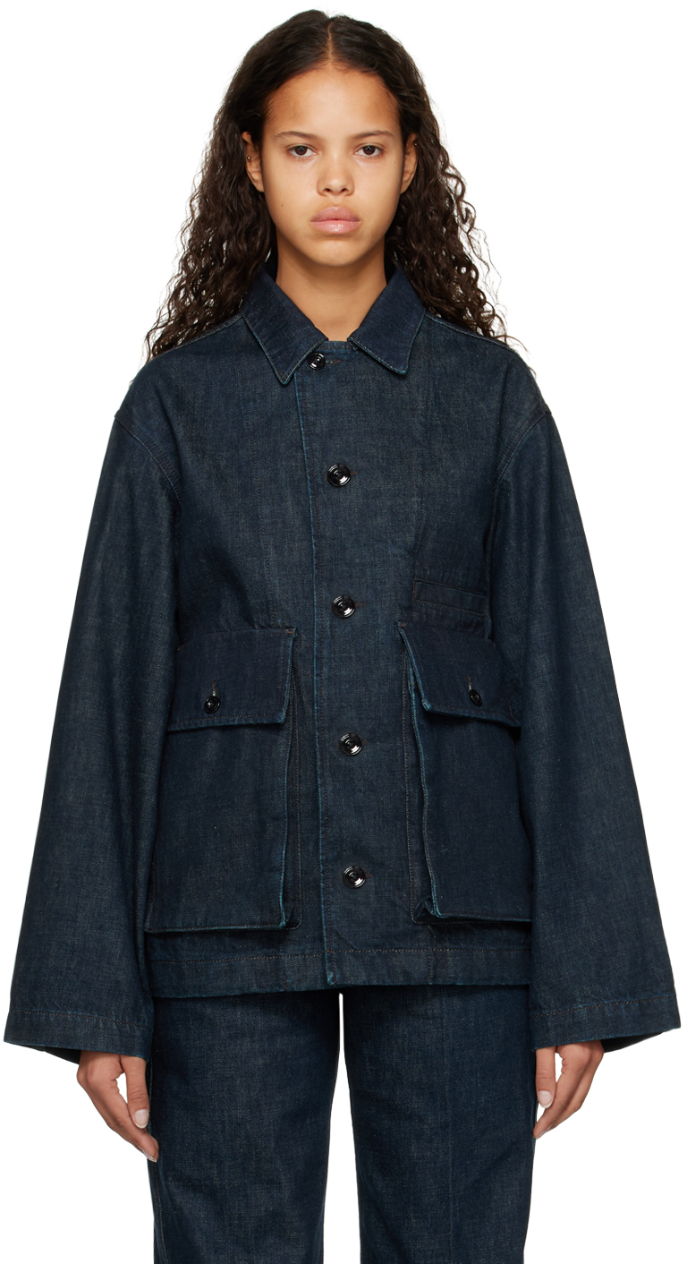 Lemaire Oversized-pocket Denim Jacket In Bl760 Indigo